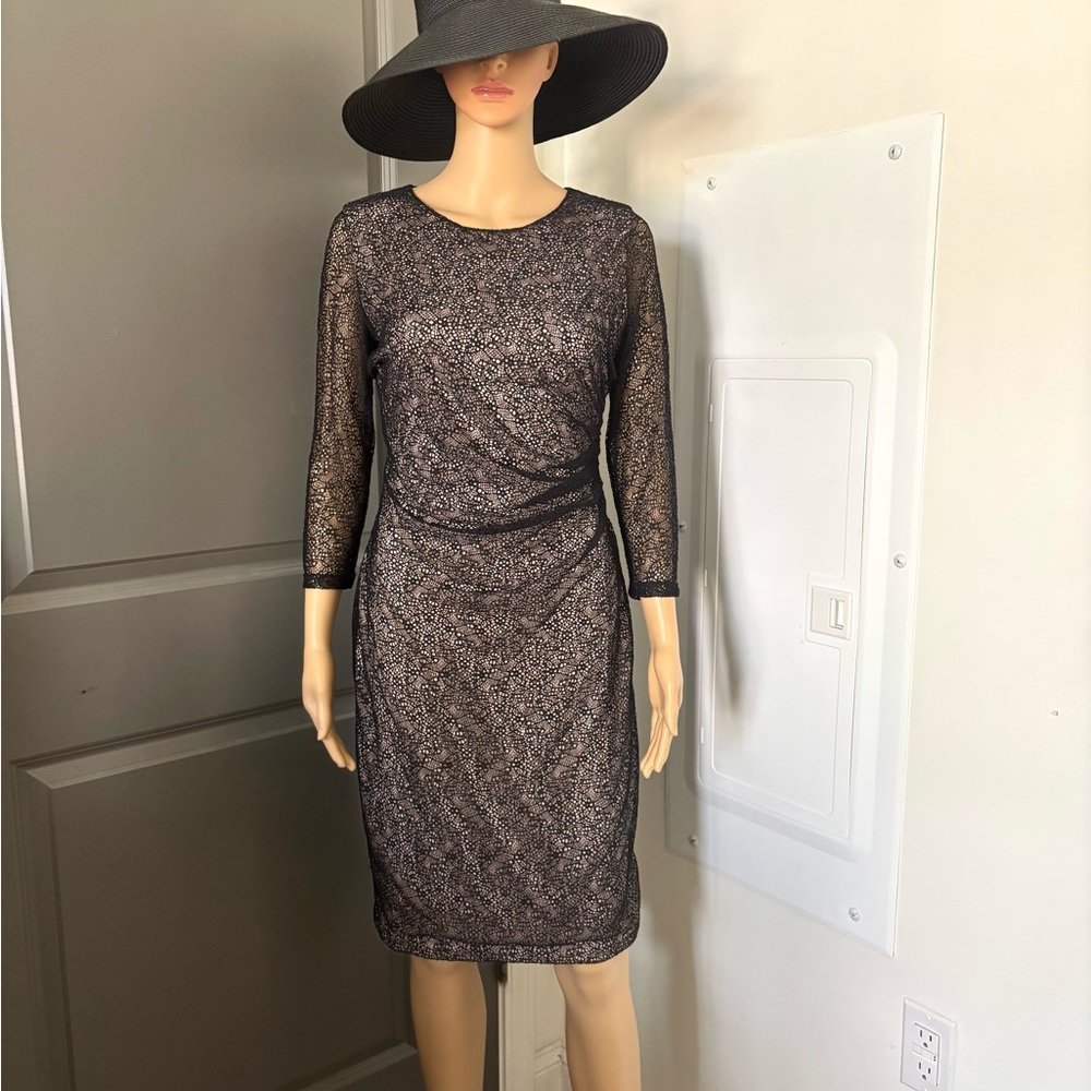 Ivanka Trump Black Lace Dress stretch asymmetrical classic style size 4 used